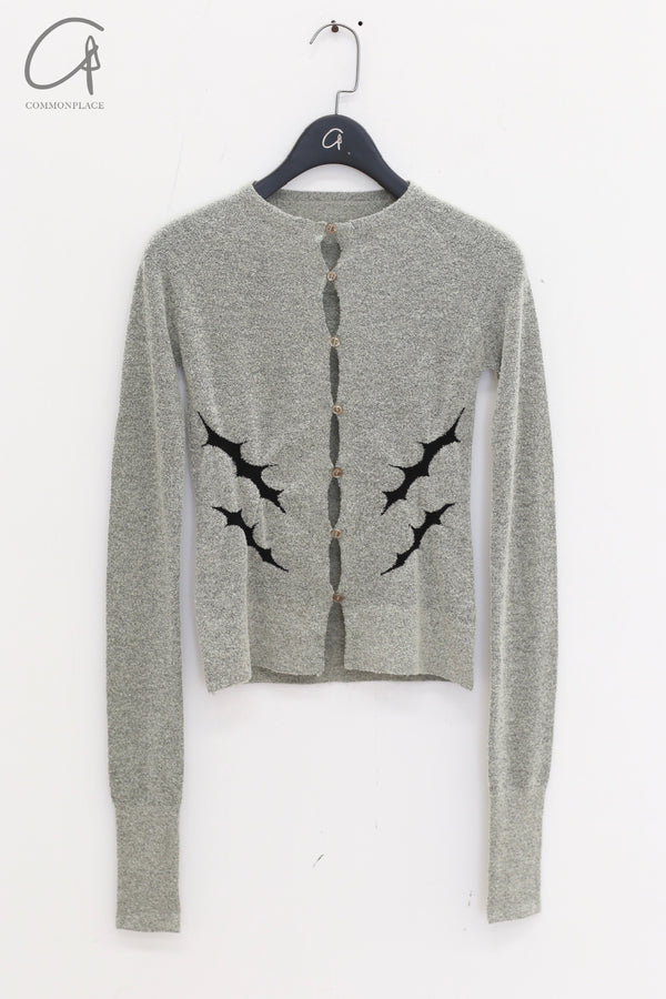 Rui Zhou 24 Autumn and Winter Thorn Intarsia Cardigan RUI-RAW24KN11-KXG Pistachio